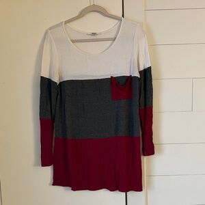 Color Block Long Sleeve Tunic Top